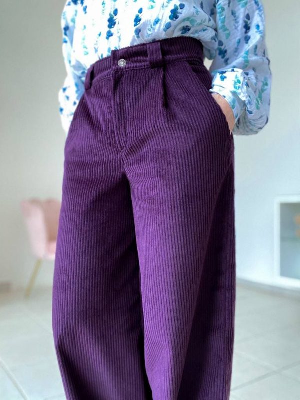 Široké menčestrové nohavice Love Colors - pohľad zpredu