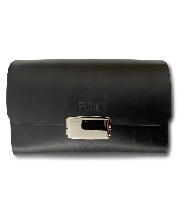 Čierna kožená kabelka s vymeniteľným popruhom PURE