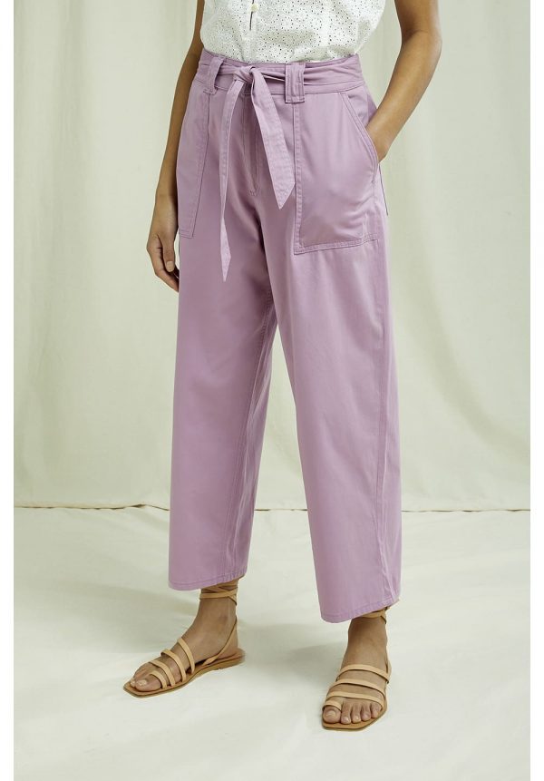 Ružové nohavice s vysokým pásom na zaväzovanie z oragnaickej bavlny objednáte online na SLOVFLOW