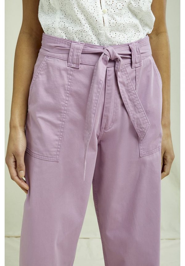 Dlhé ružové nohavice na uvezovanie z GOTS bavlny objednáte online na SLOVFLOW