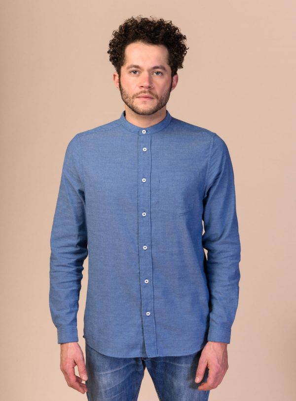 Modrú pánsku košeľu z organickej faitrade bavlny objednáte online na SLVOFLOW