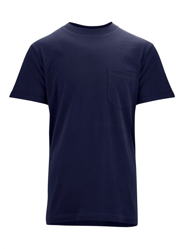 Pánske modré tričko s krátkymi rukávmi z organickej faitrade bavlny s náprsným vreckom objednáte online na SLOVFLOW